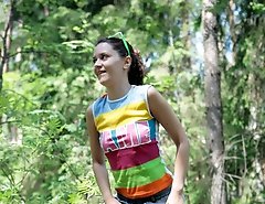 Freshie goes into the quiet of the woods to tinkle