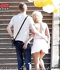 Fantastic upskirts on stairs