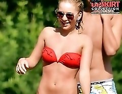 Swimsuit teens have fun on weekend
