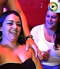 Hot young college girls cn?t resist sucking cock at the nightclub.