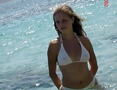 Babes put bikinis in order and get naked tits spied